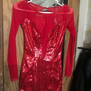Hot red dress 🔥🔥🔥 mesh and sequins NWOT